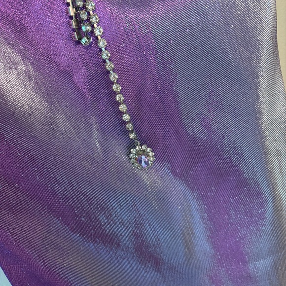 AREA crystal choker mini dress in silver violet - Picture 8 of 12